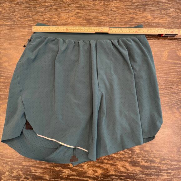 Lululemon Running Shorts Teal Perforated Zip Pocket Mens Size Small Running Gym - Picture 15 of 16